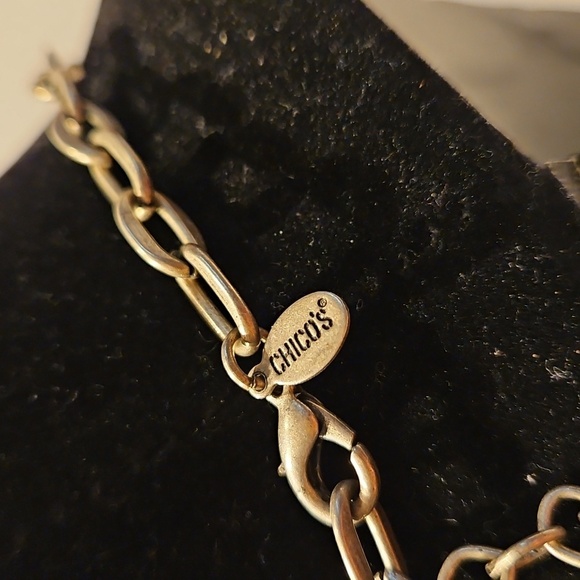 CHICO'S 20" Pewtertone and Gold Cut Crystals & Pewtertone Beaded Necklace - Picture 6 of 9